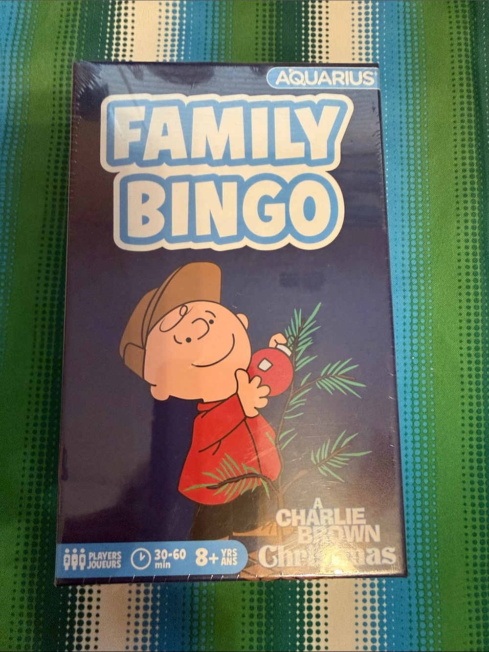 Peanuts Family Bingo - Navy and Light Blue Box with Charlie Brown